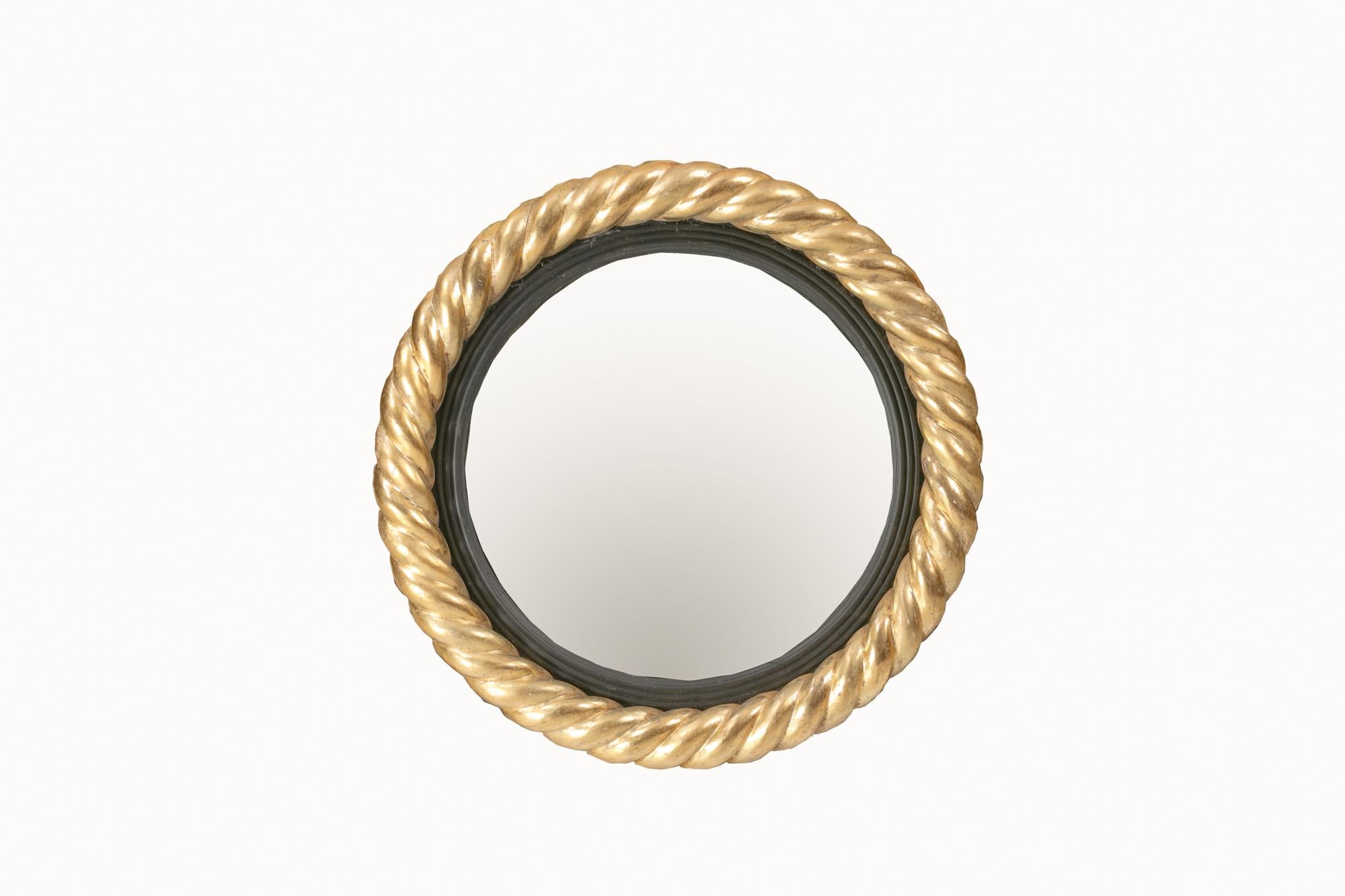 19th Century Cork Circular Gilt Rope Convex Mirror For Sale 2