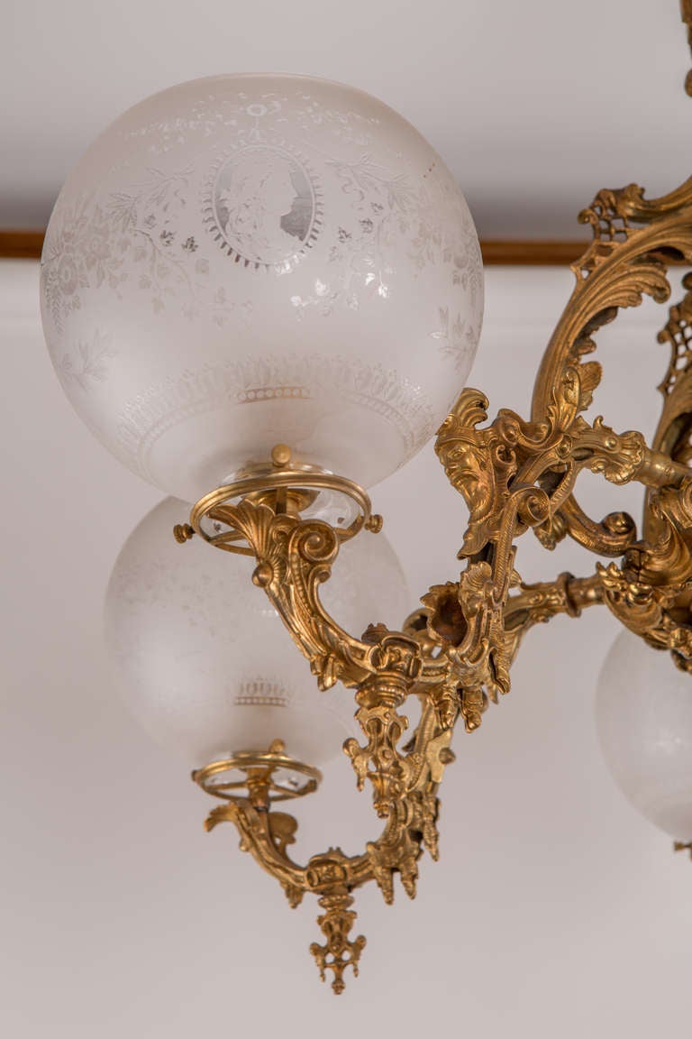 Rococo Revival 19th Century Cornelius and Company Rococco Revival Six Light Chandelier