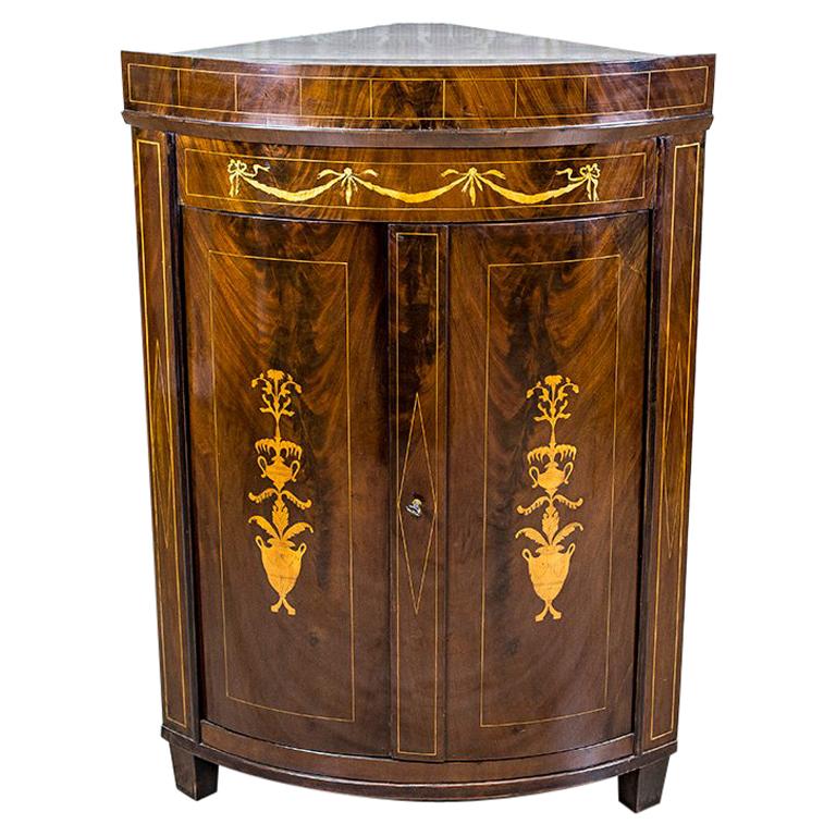 19th Century Corner Cabinet Veneered with Mahogany