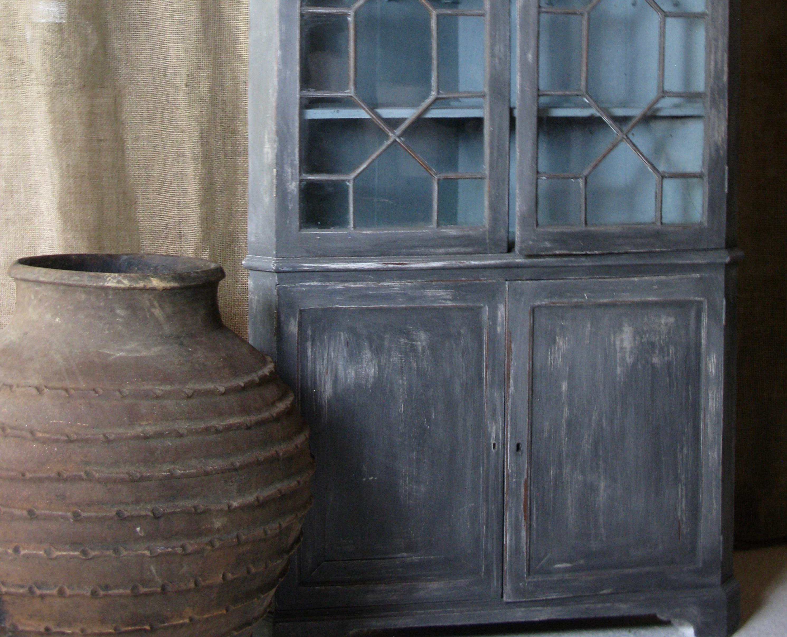 Cold-Painted 19th Century Corner Cabinet, Cupboard, English, Kitchen Cupboard Pantry Cupboard