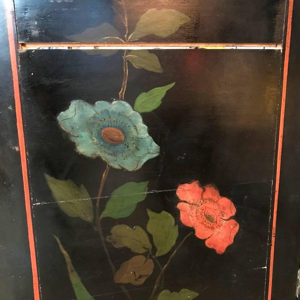 Double Sided Coromandel Chinoiserie Lacquer Five-Panel Screen, Paravent, 1890s For Sale 8