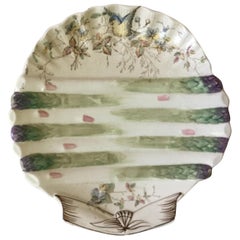 19th Century Cottage Asparagus Wall Plate with Bird