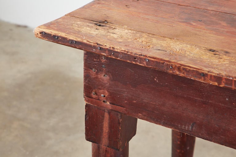 19th Century Country American Pine Farmhouse Work Table For Sale 5
