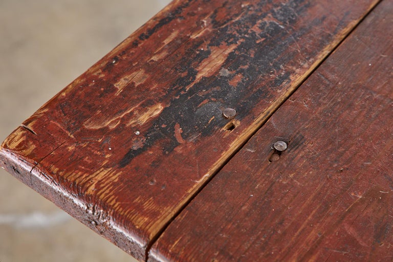 19th Century Country American Pine Farmhouse Work Table For Sale 10