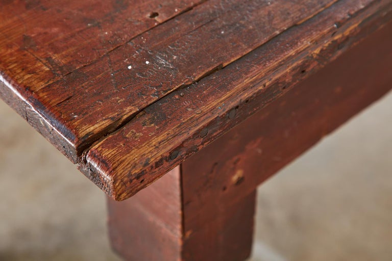 19th Century Country American Pine Farmhouse Work Table For Sale 11