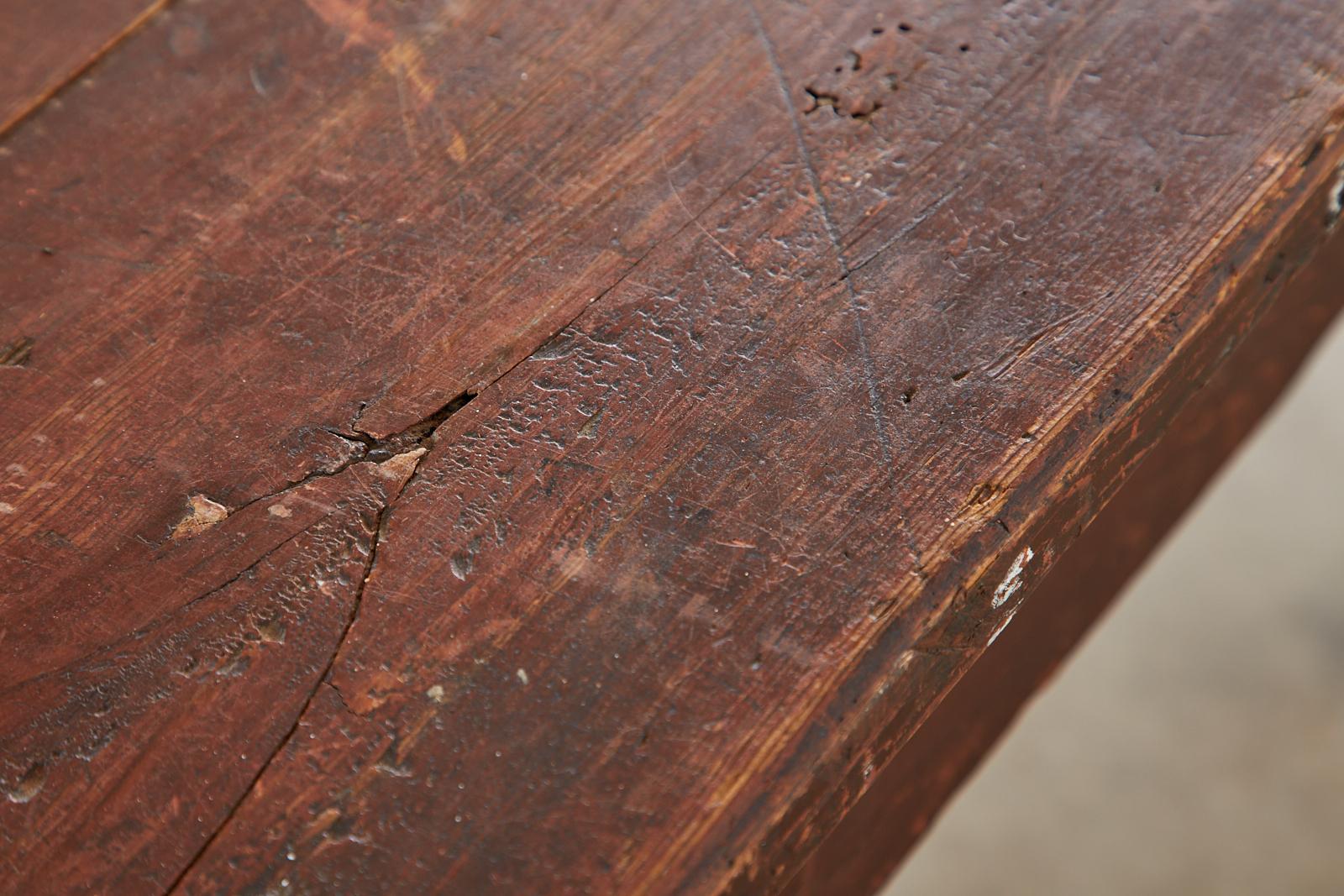 19th Century Country American Pine Farmhouse Work Table For Sale 12