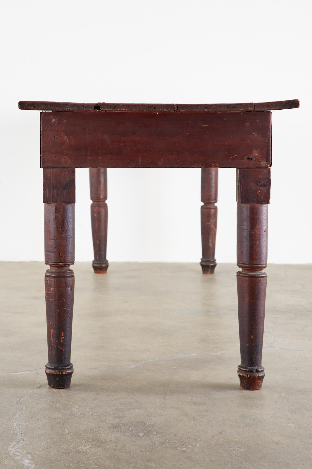 Rustic 19th Century Country American Pine Farmhouse Work Table For Sale