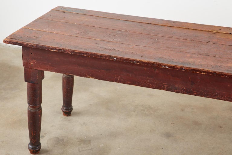 19th Century Country American Pine Farmhouse Work Table For Sale 1