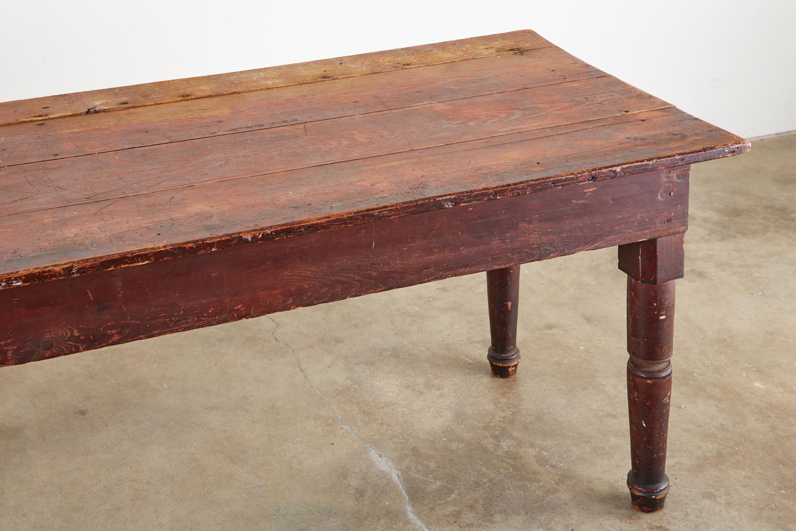 19th Century Country American Pine Farmhouse Work Table For Sale 2