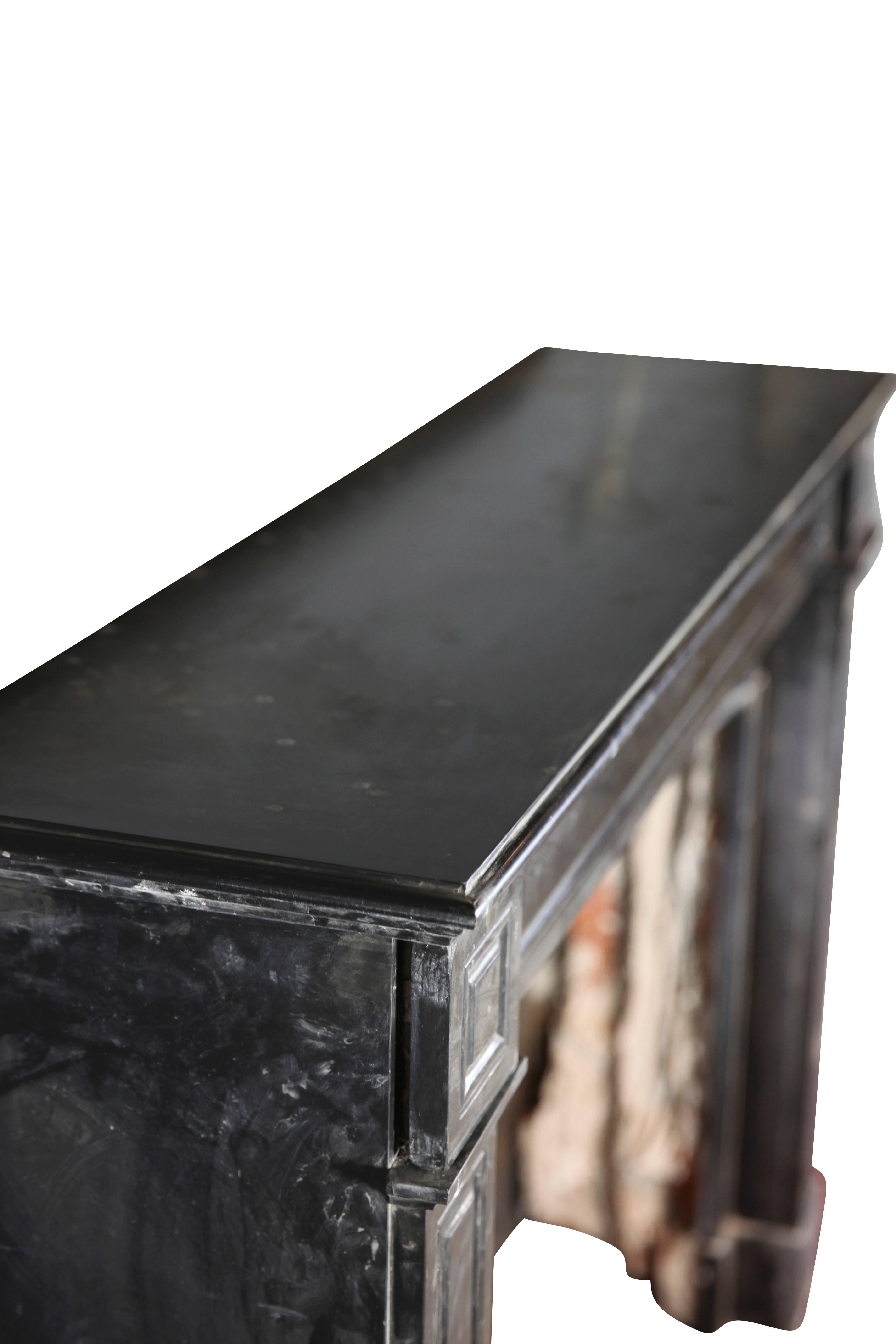 Belgian Black Marble 19th Century Country Antique Fireplace in Black Belgian Marble