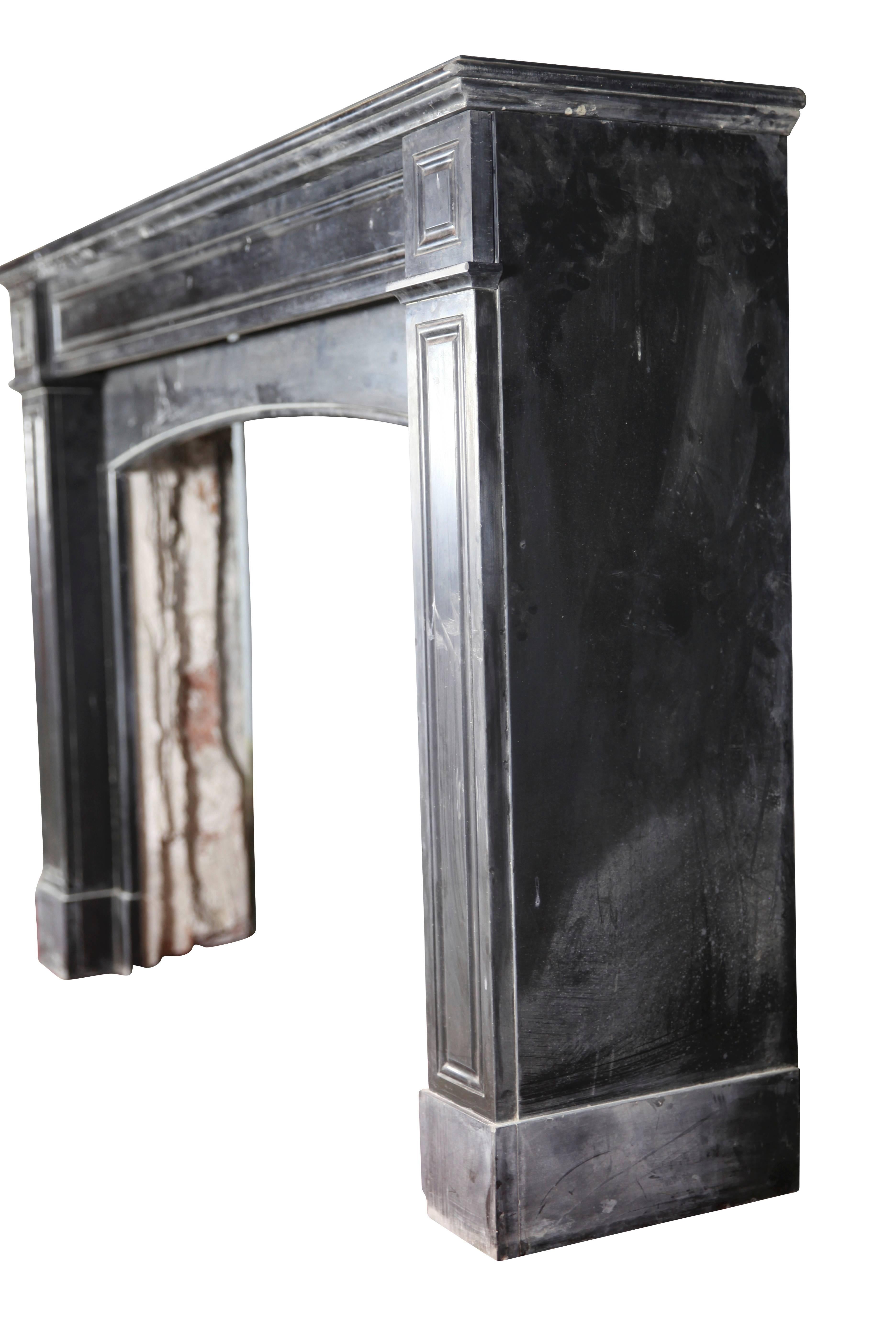 19th Century Country Antique Fireplace in Black Belgian Marble 2