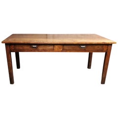 19th Century Country Elm and Cherry Refectory Table