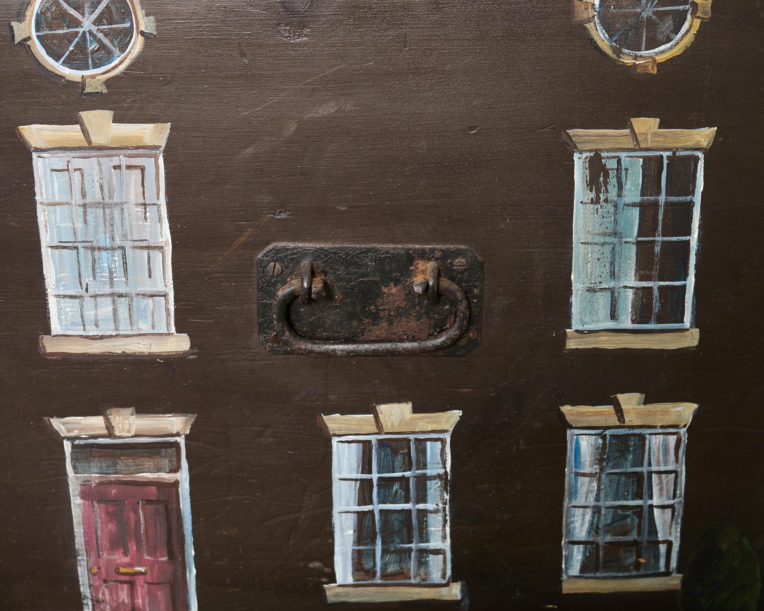 Cassapanca inglese di campagna del XIX secolo con facciata della casa in vendita 9