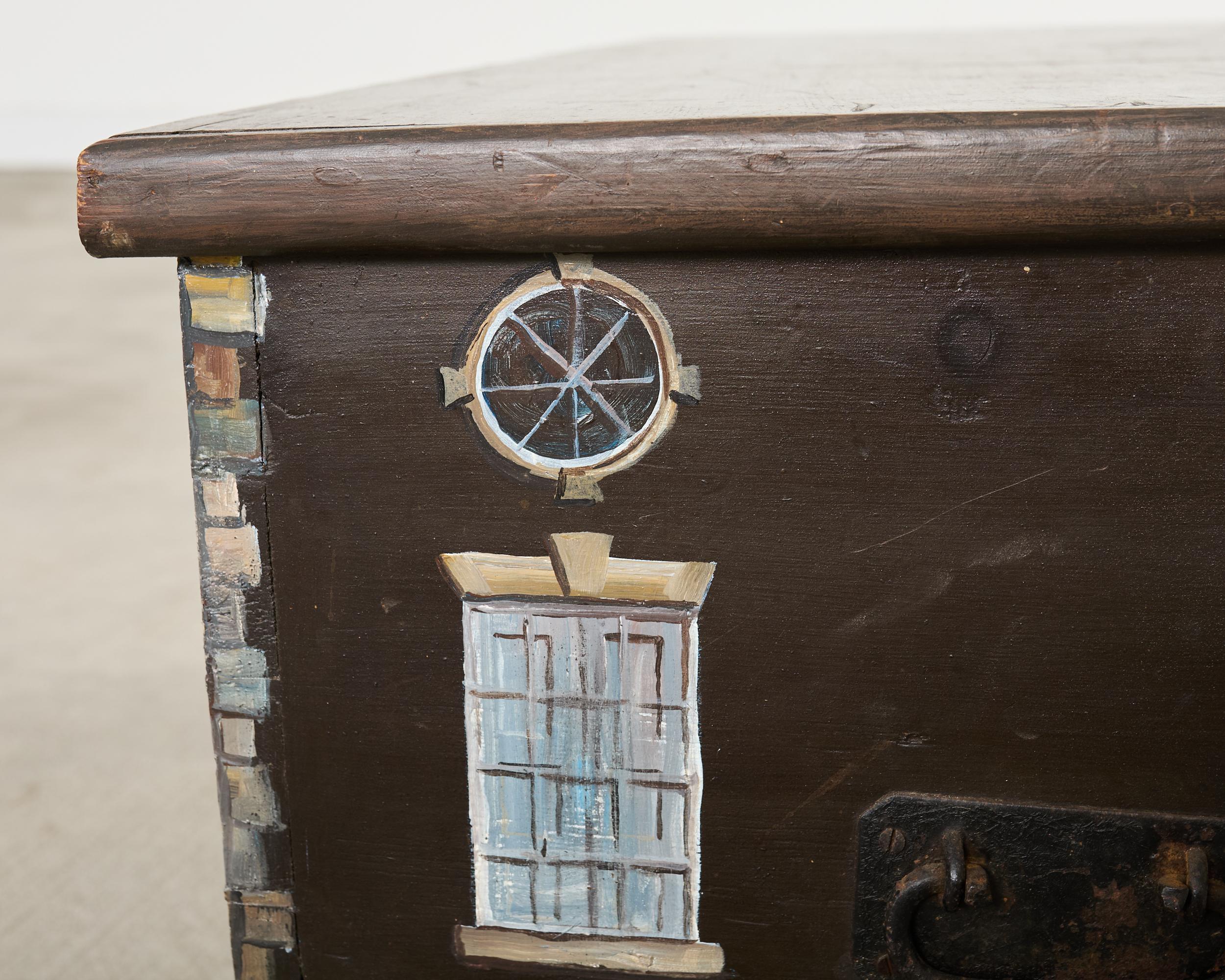 Cassapanca inglese di campagna del XIX secolo con facciata della casa in vendita 10