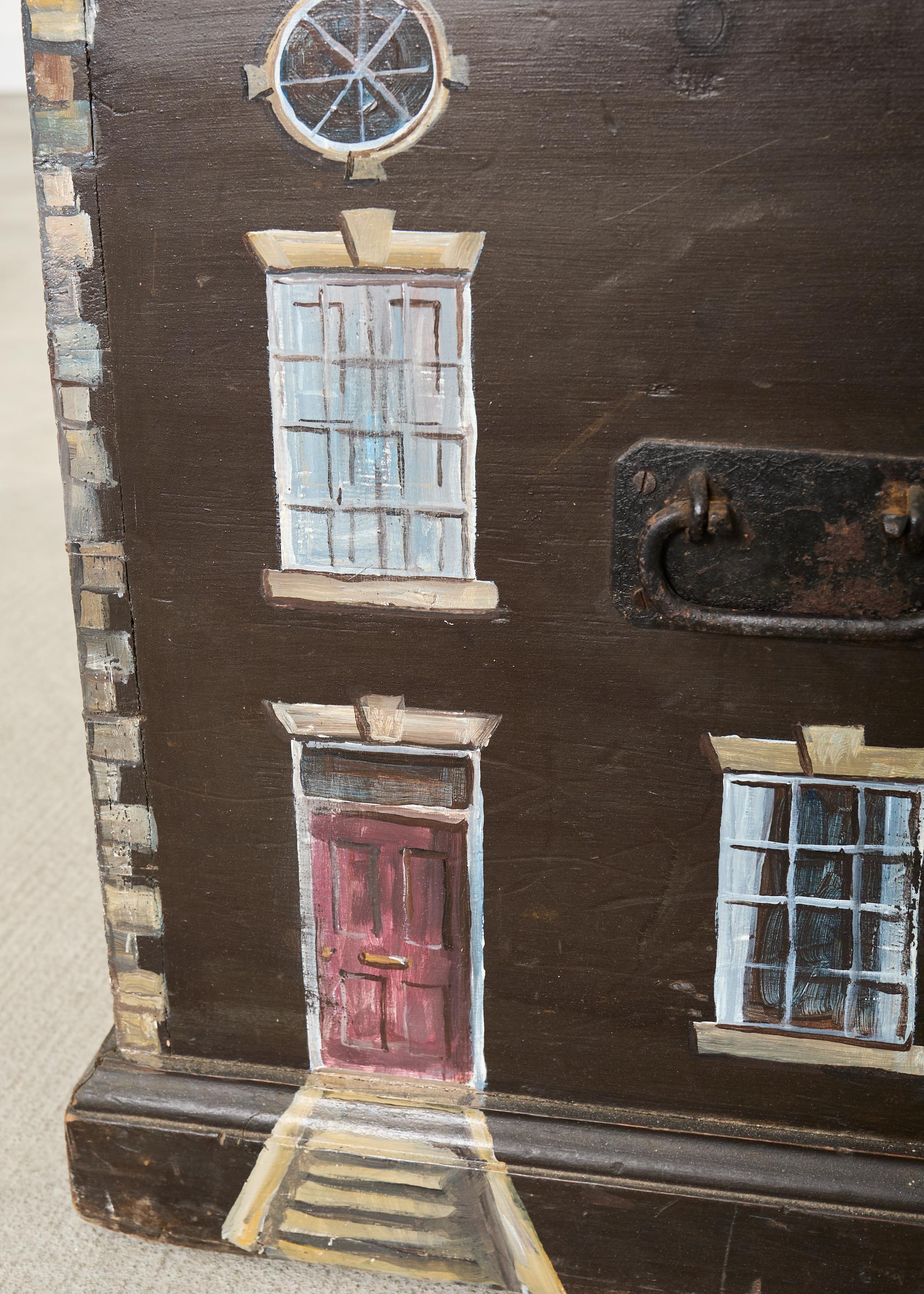 Cassapanca inglese di campagna del XIX secolo con facciata della casa in vendita 11