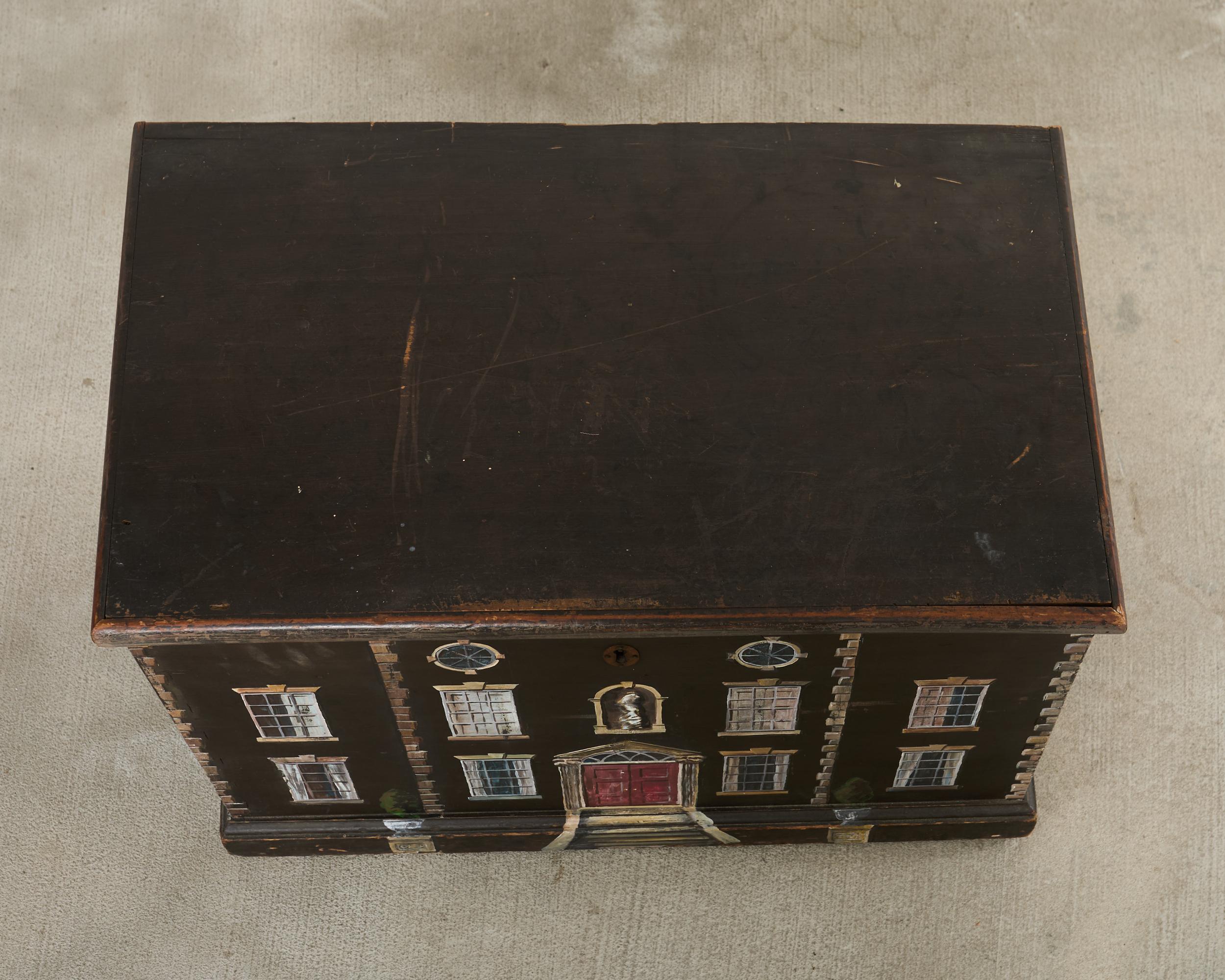 Inglese Cassapanca inglese di campagna del XIX secolo con facciata della casa in vendita