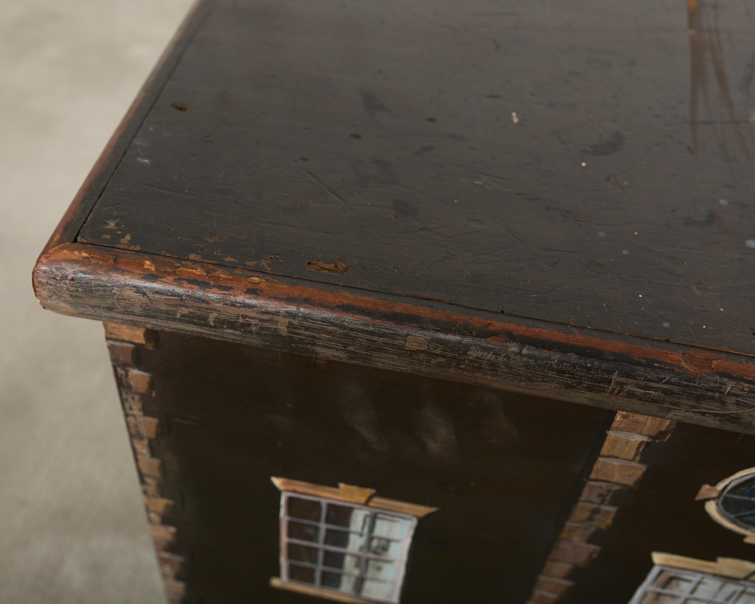 Ferro Cassapanca inglese di campagna del XIX secolo con facciata della casa in vendita