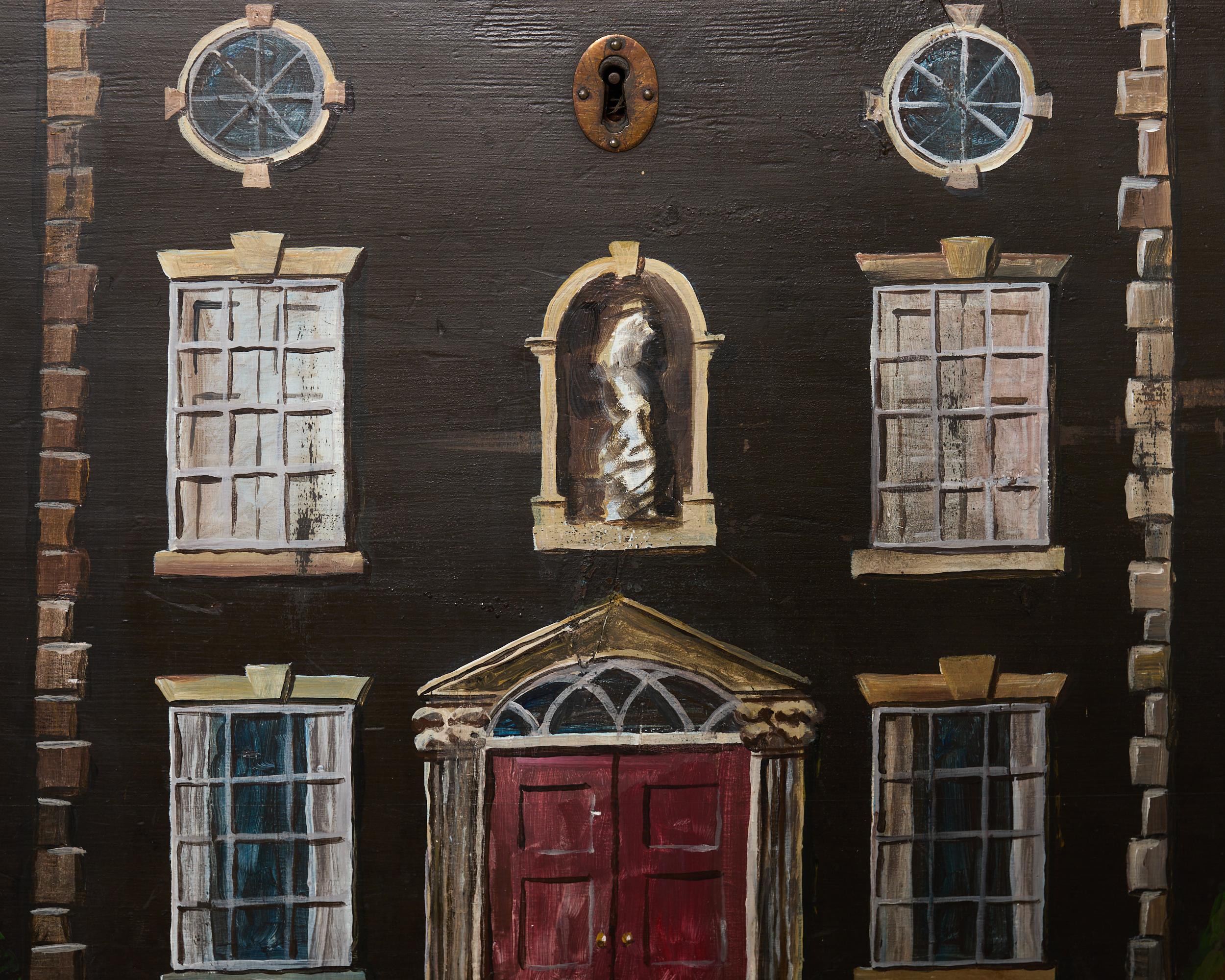 Cassapanca inglese di campagna del XIX secolo con facciata della casa in vendita 2