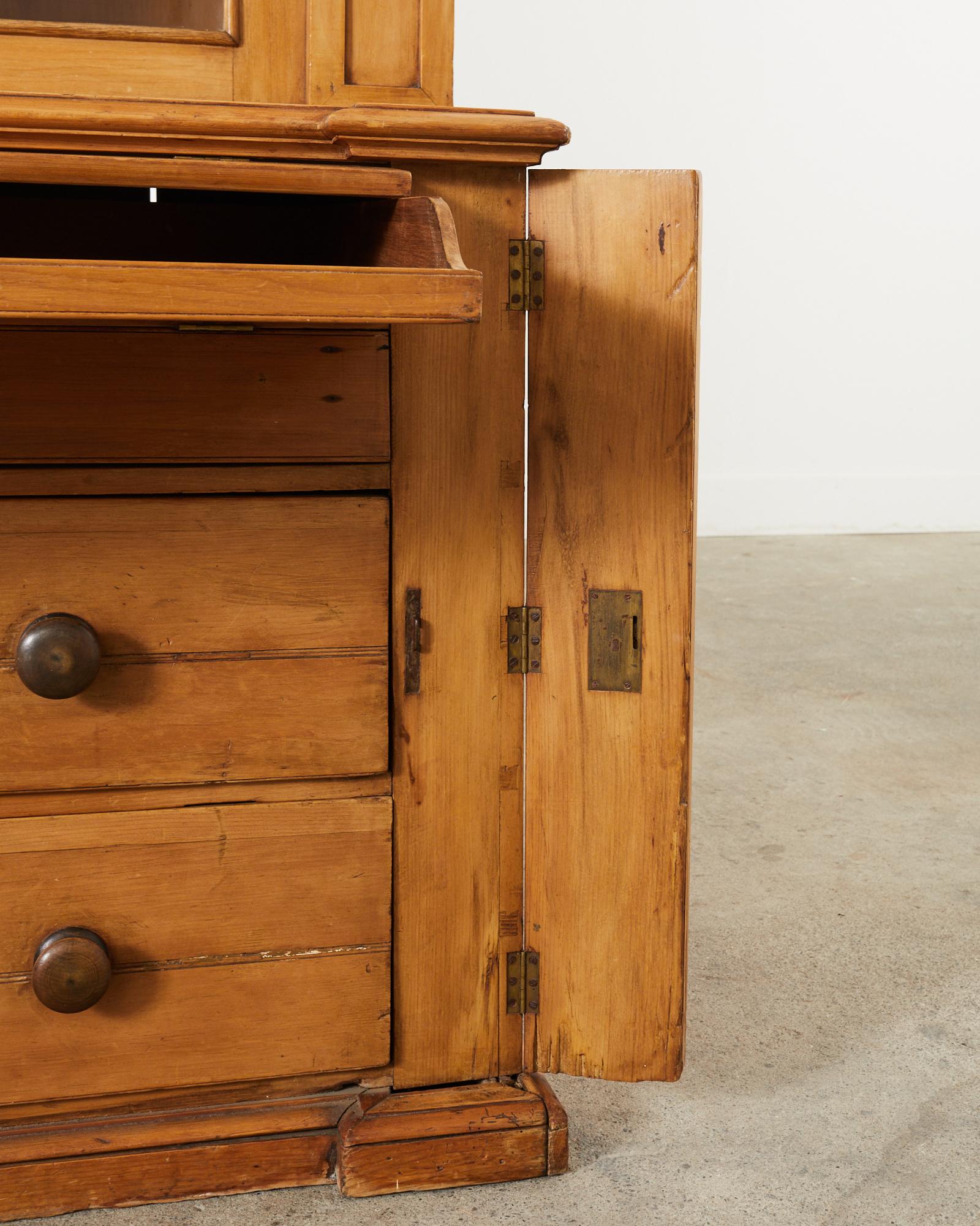 19th Century Country English Fruitwood Library Bookcase Cabinet For Sale 6