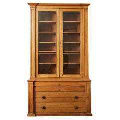 Used 19th Century Country English Fruitwood Library Bookcase Cabinet