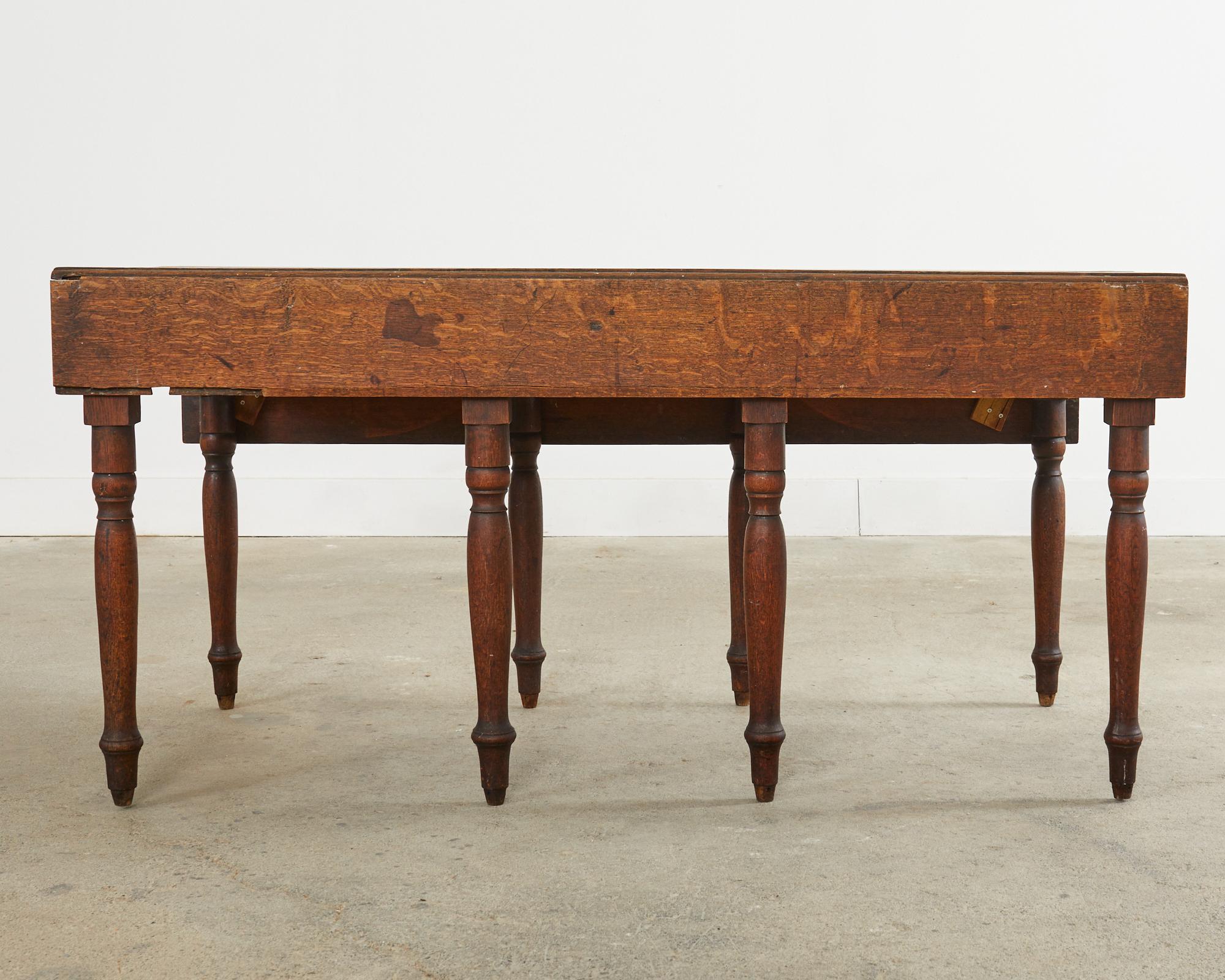 19th Century Country English Oak Drop Leaf Farmhouse Table For Sale 10