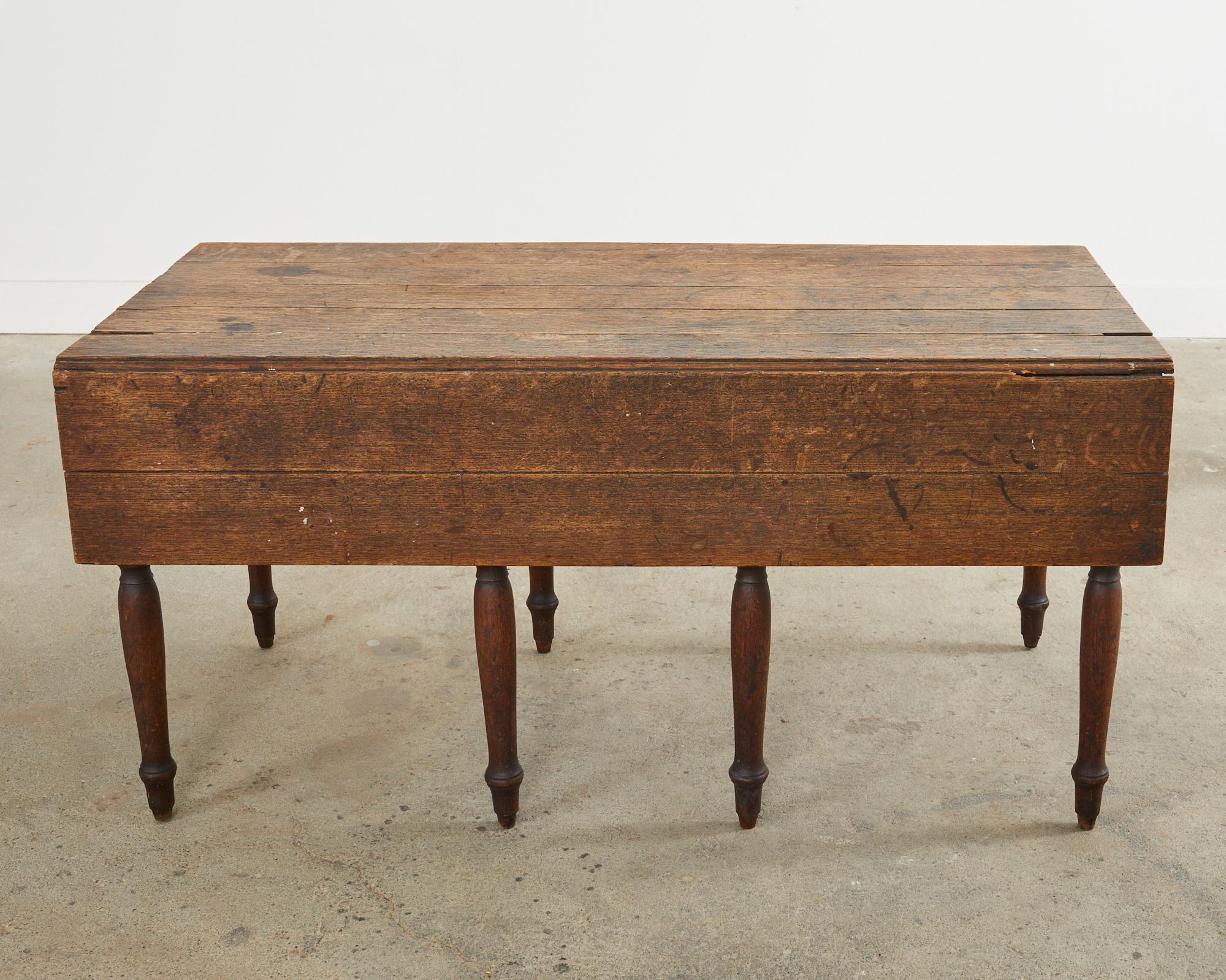 Hand-Crafted 19th Century Country English Oak Drop Leaf Farmhouse Table For Sale