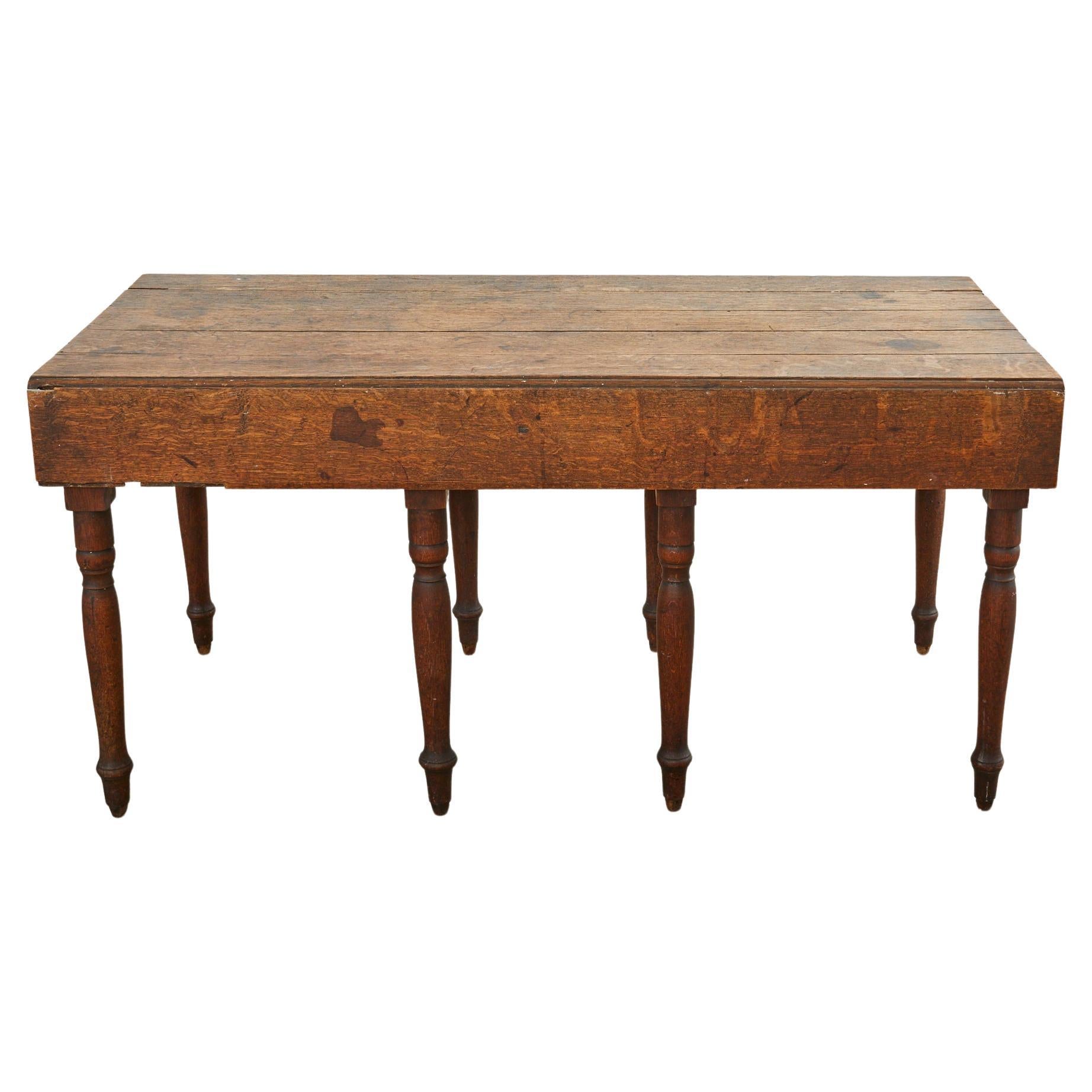 19th Century Country English Oak Drop Leaf Farmhouse Table For Sale