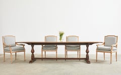 19th Century Country English Oak Farmhouse Trestle Dining Table