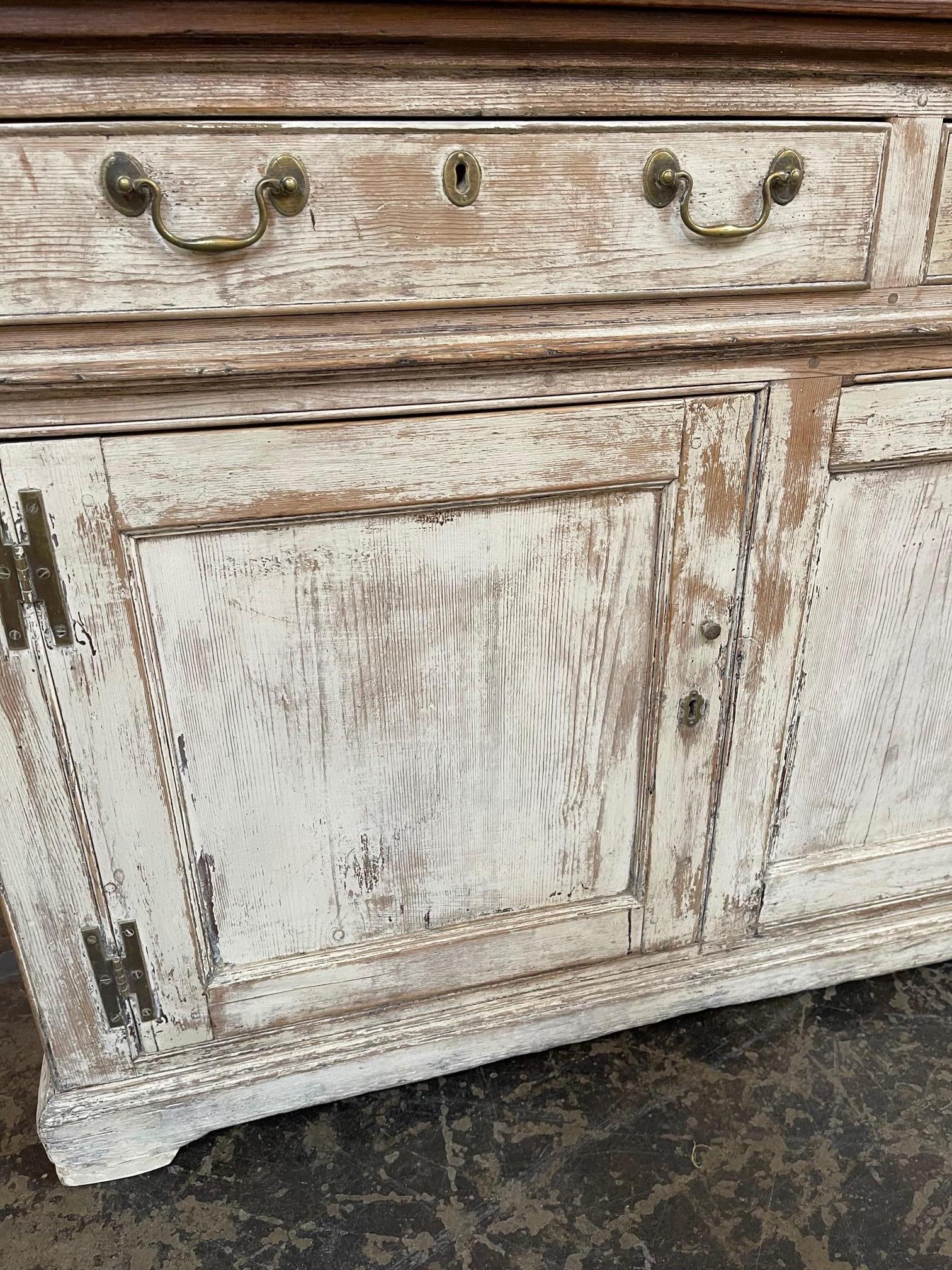 19th Century Country English Painted Oak Buffet 1