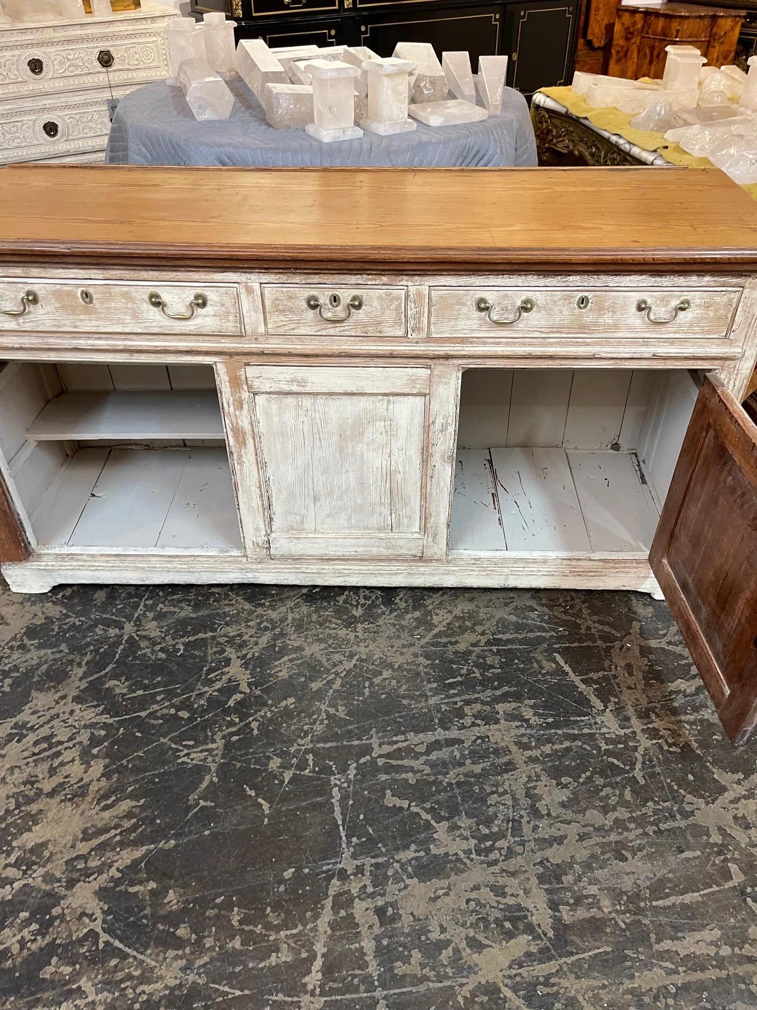 19th Century Country English Painted Oak Buffet 4