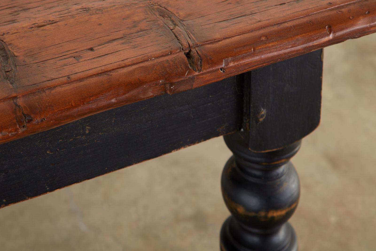 19th Century Country English Painted Pine Farmhouse Dining Table 15