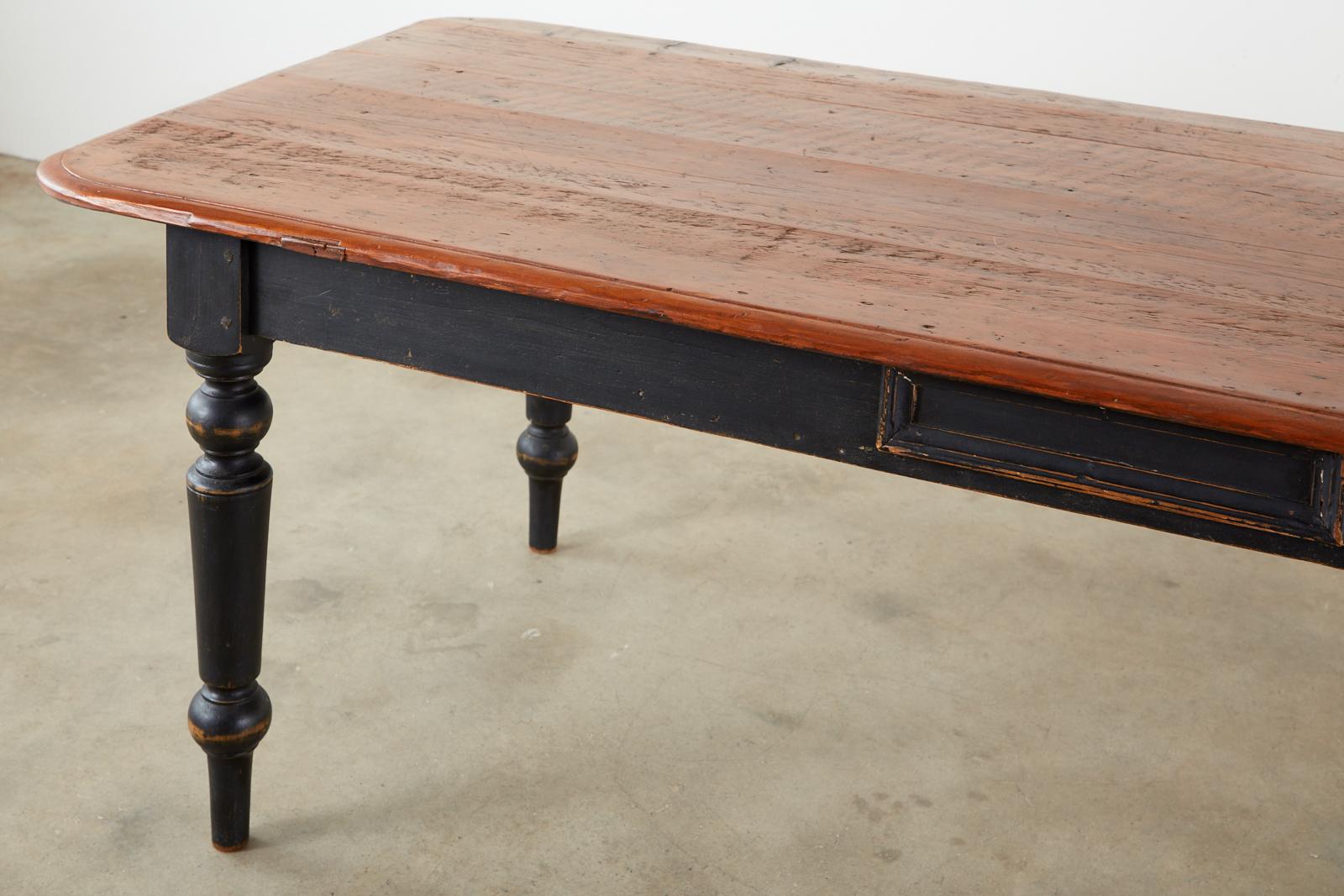 19th Century Country English Painted Pine Farmhouse Dining Table 5