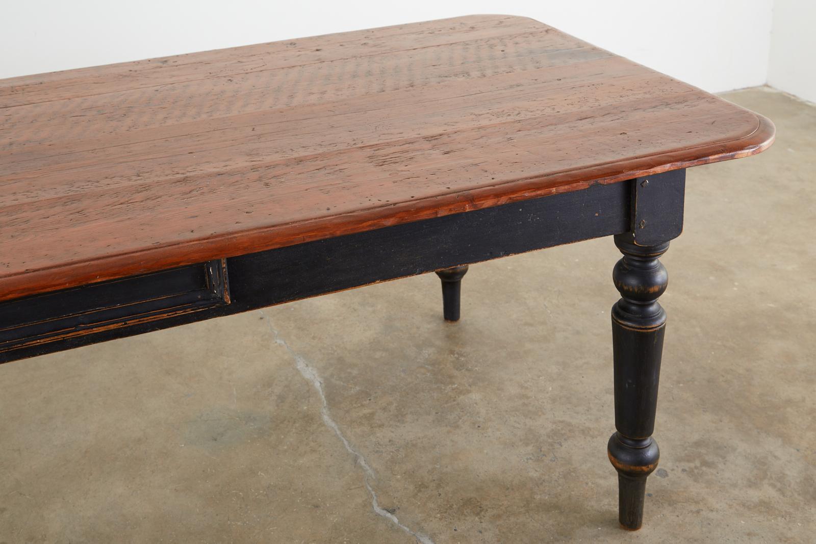 19th Century Country English Painted Pine Farmhouse Dining Table 6