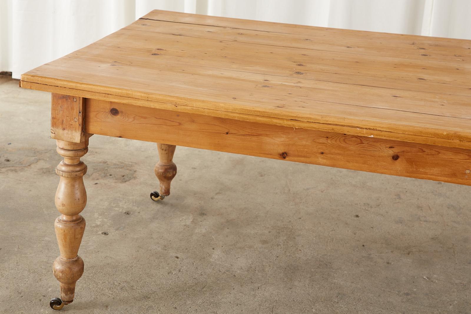 19th Century Country English Pine Farmhouse Dining Table 1