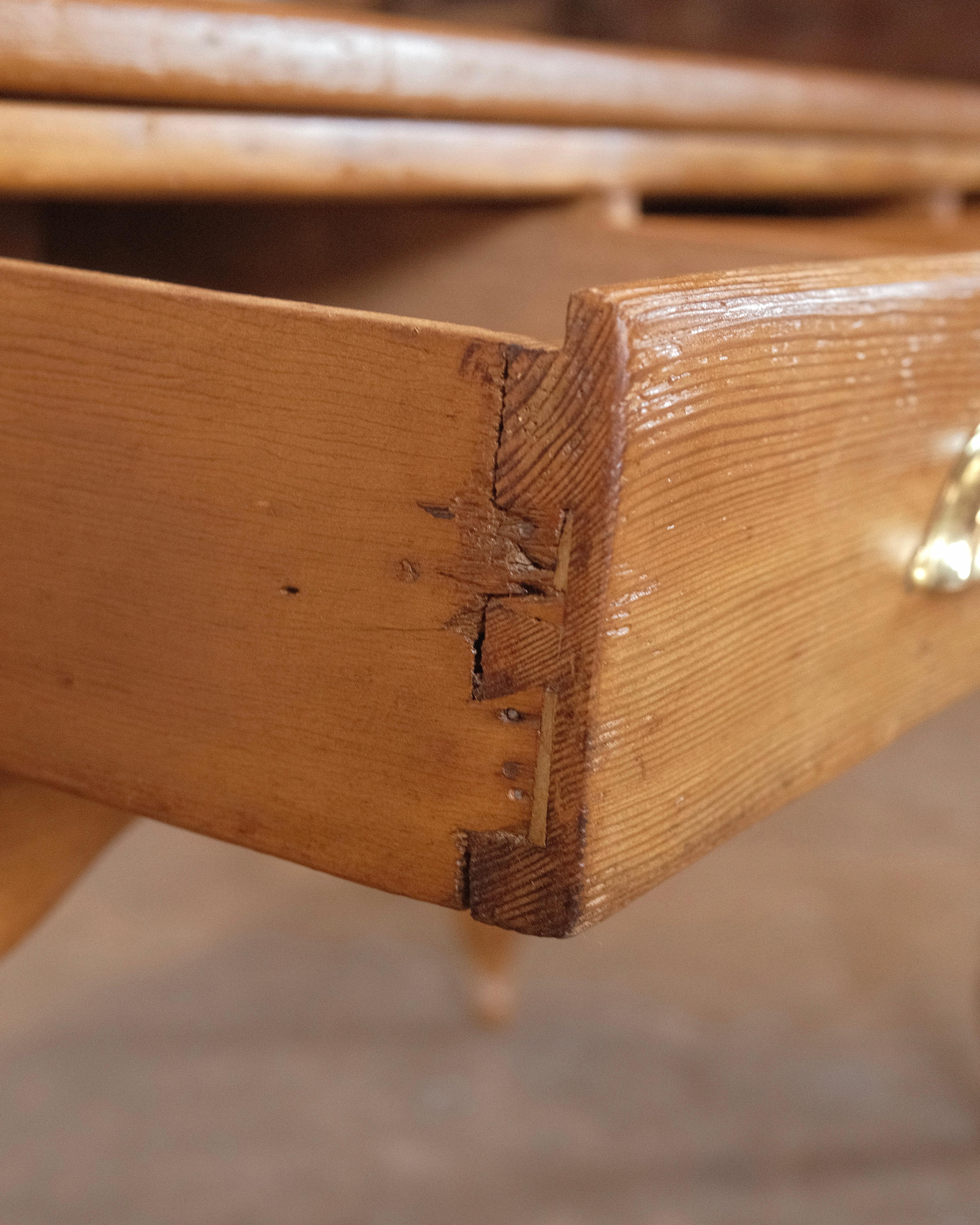 19th Century Country English Pine Farmhouse Work Table Console 3
