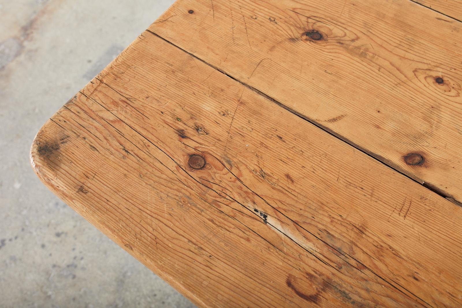 19th Century Country English Pine Farmhouse Work Table Console 3
