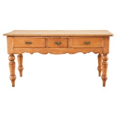 19th Century Country English Pine Farmhouse Work Table Console