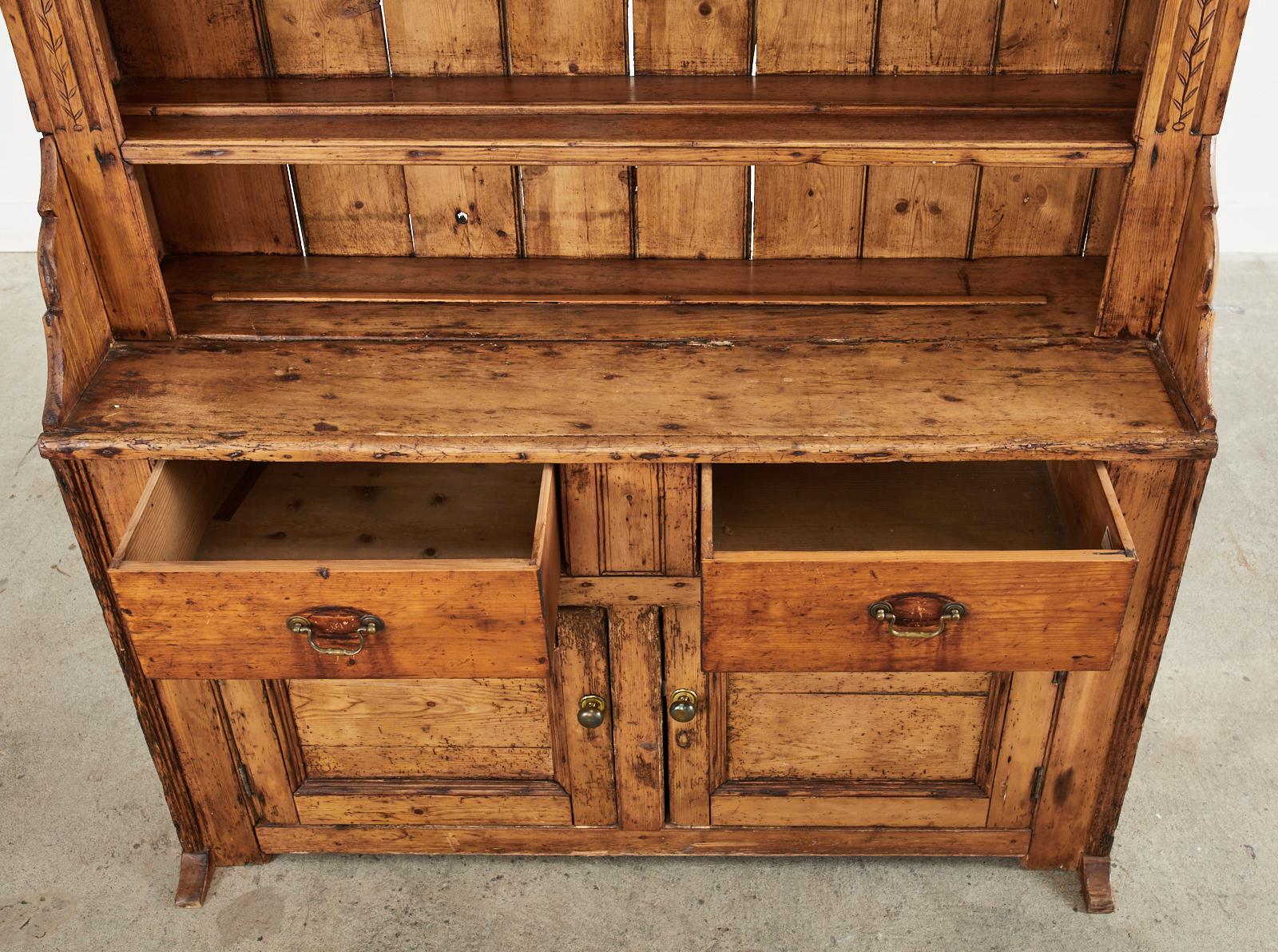 19th Century Country English Pine Welsh Dresser with Cupboard 6