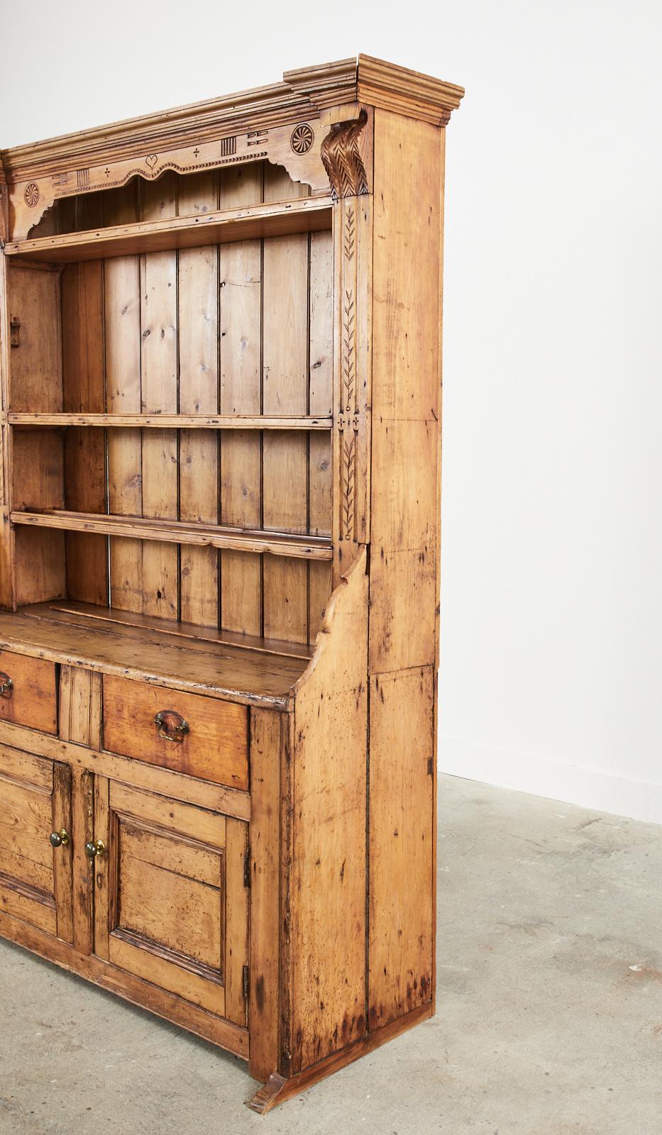 19th Century Country English Pine Welsh Dresser with Cupboard 10