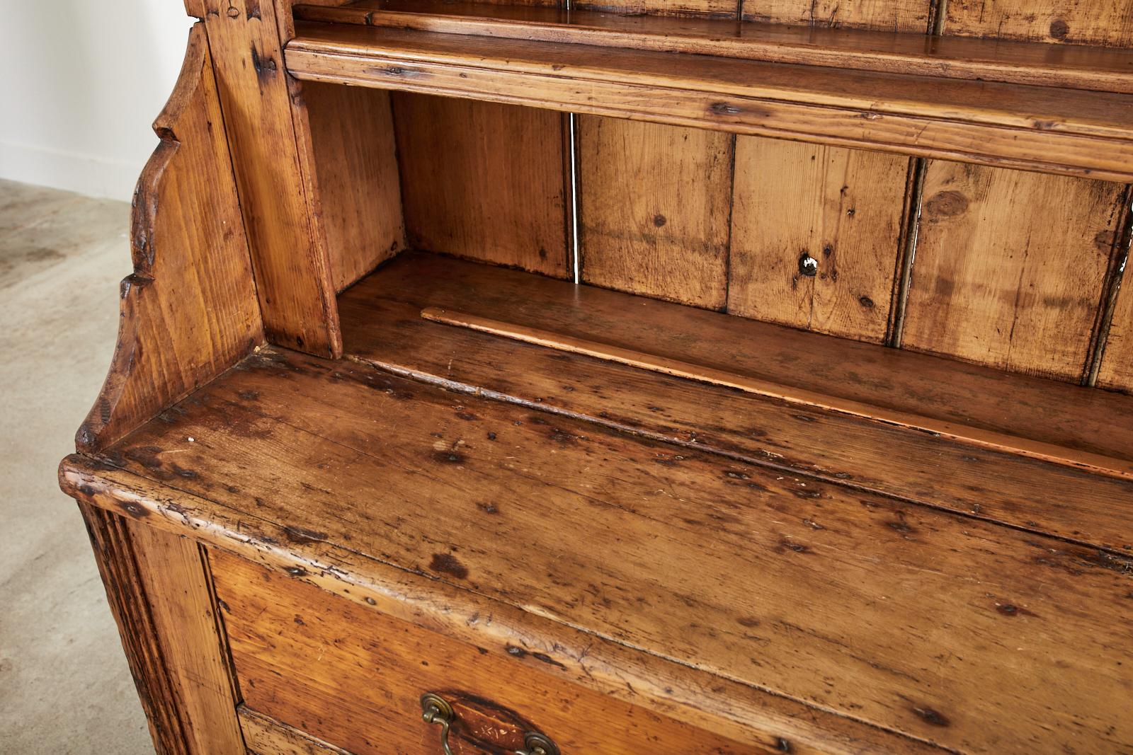 19th Century Country English Pine Welsh Dresser with Cupboard 13