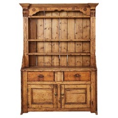 19th Century Country English Pine Welsh Dresser with Cupboard