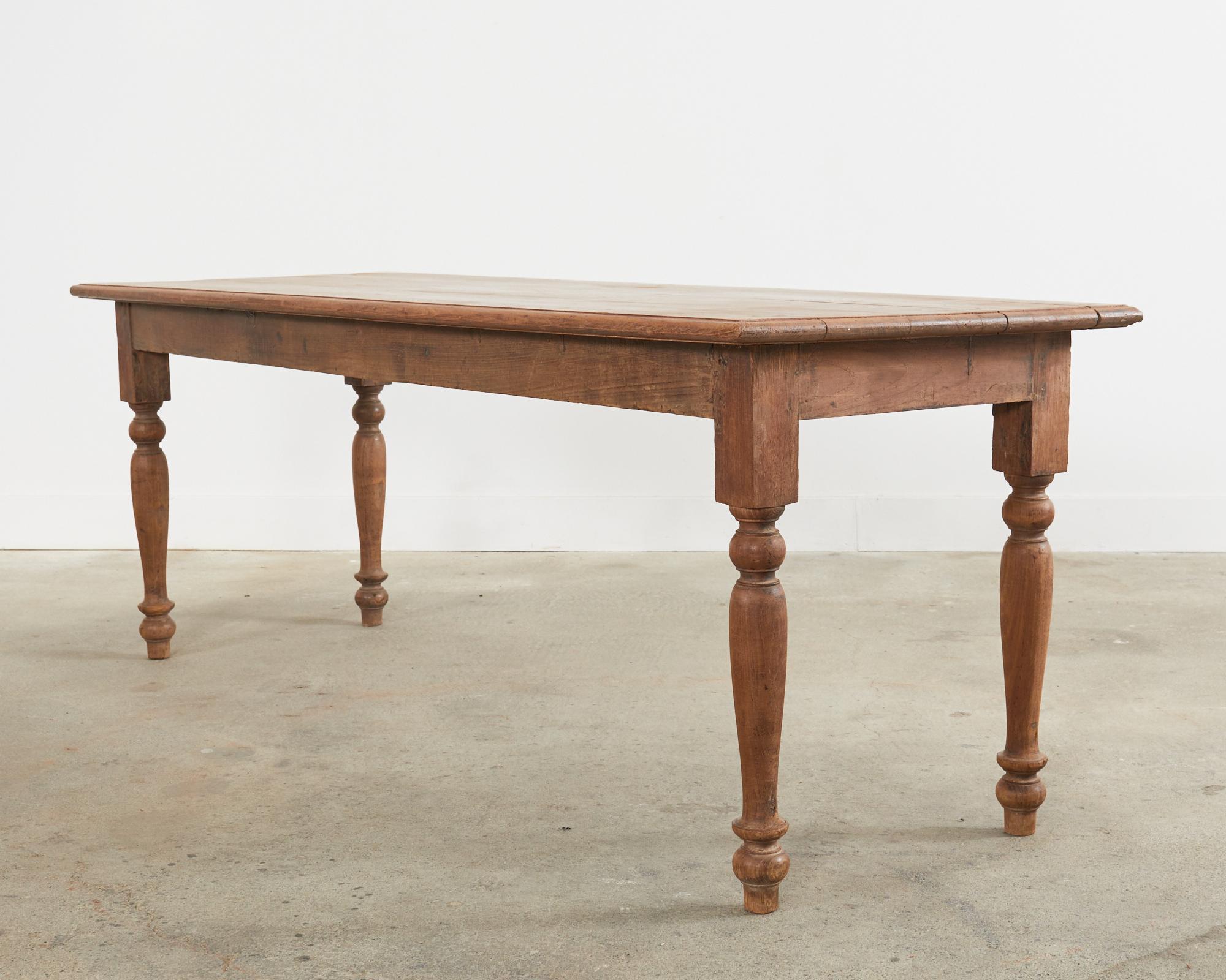 19th Century Country English Provincial Elm Farmhouse Dining Table For Sale 11