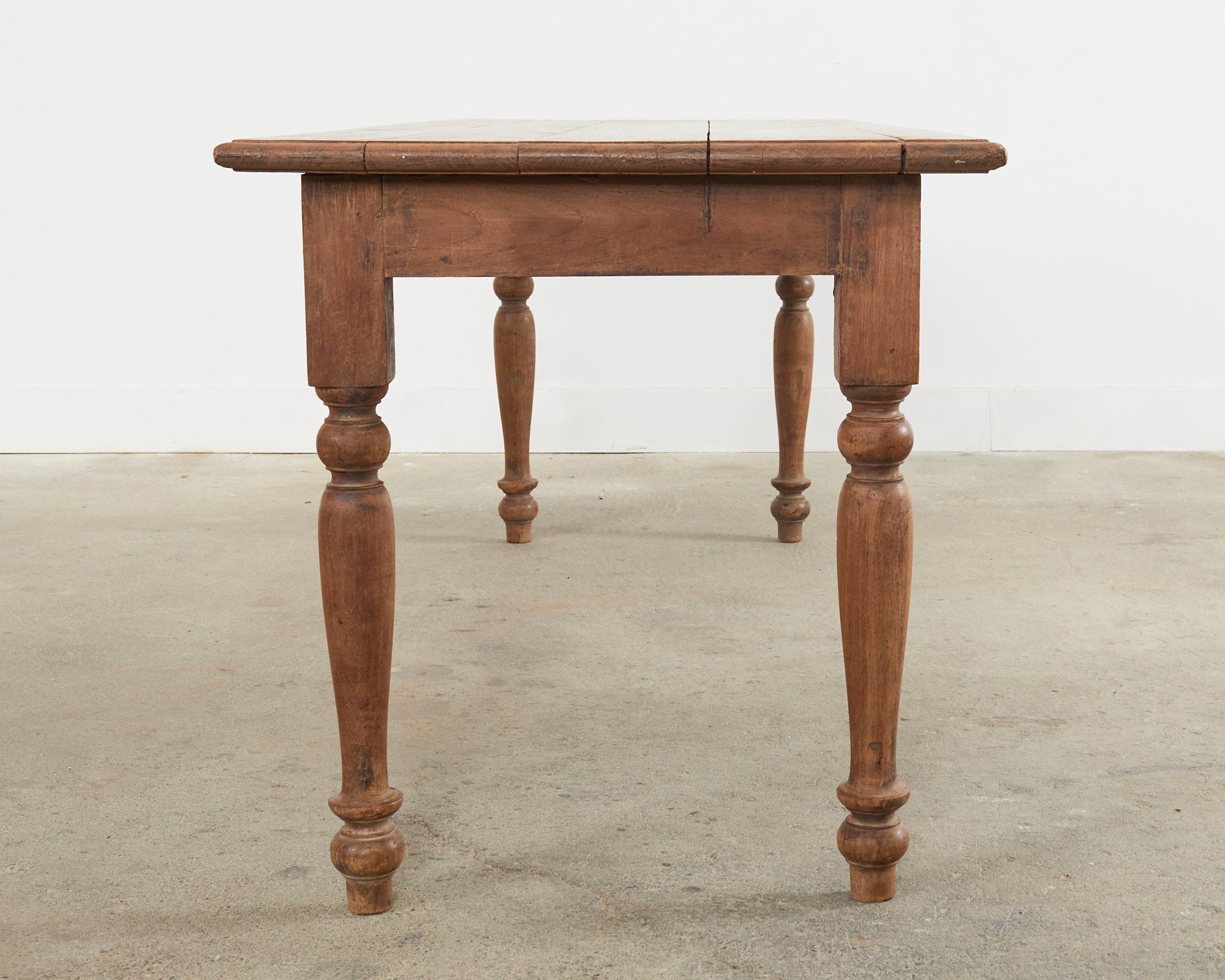19th Century Country English Provincial Elm Farmhouse Dining Table For Sale 12