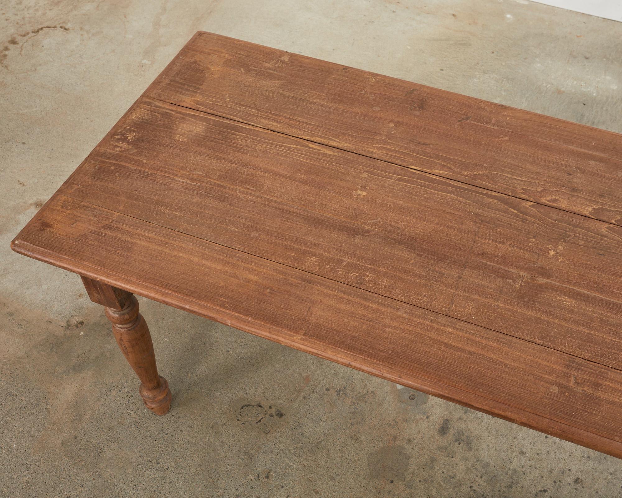 19th Century Country English Provincial Elm Farmhouse Dining Table For Sale 2