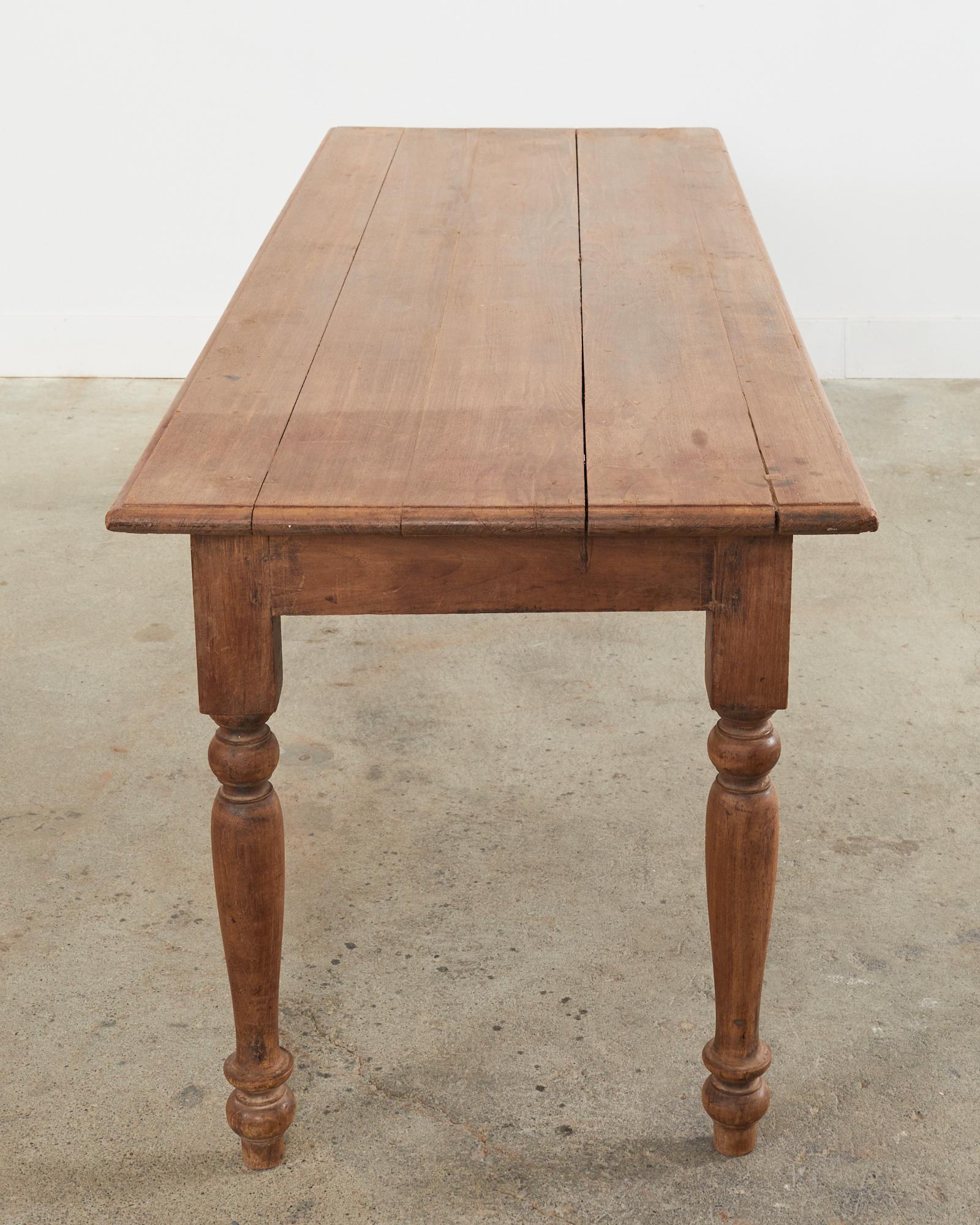 19th Century Country English Provincial Elm Farmhouse Dining Table For Sale 4