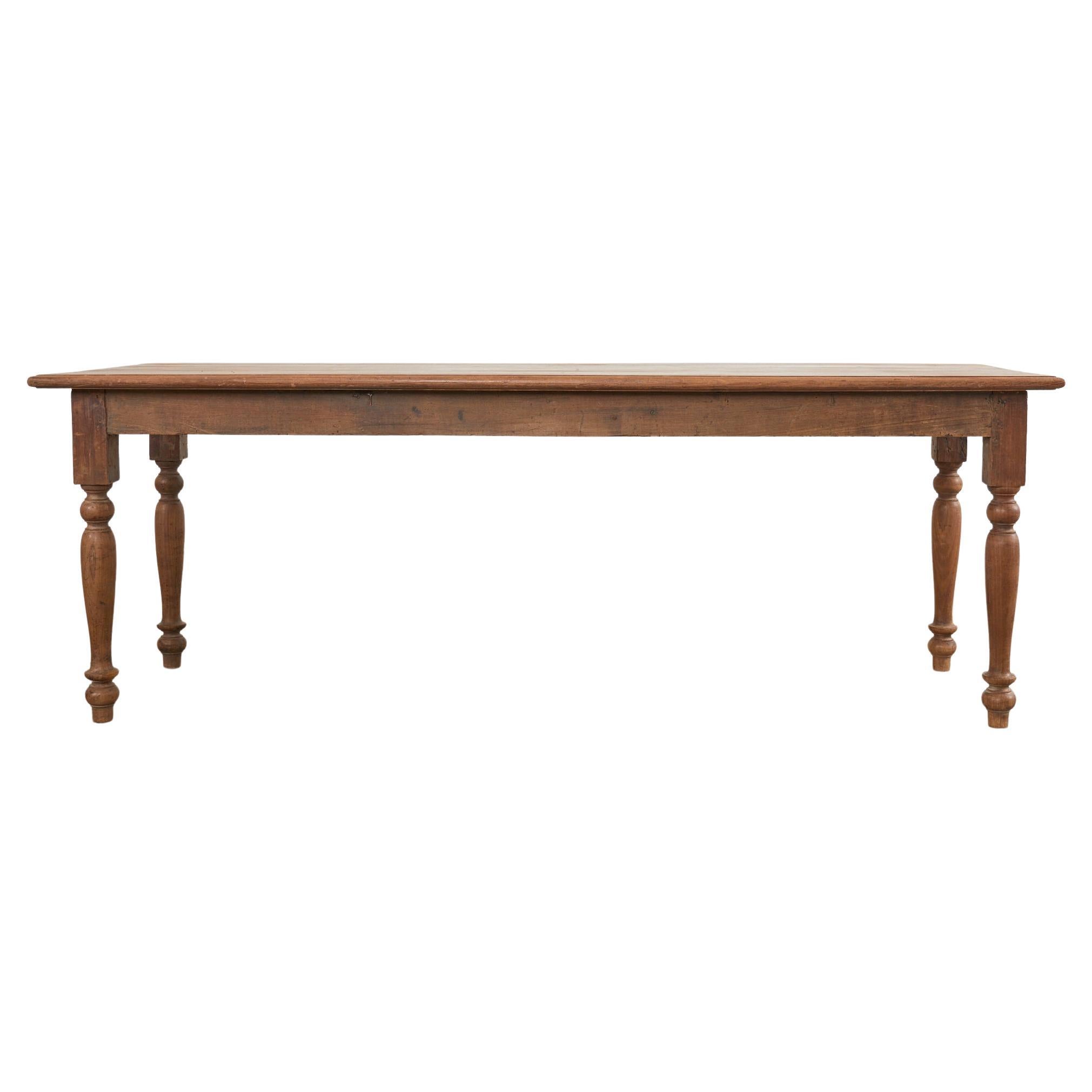 19th Century Country English Provincial Elm Farmhouse Dining Table For Sale