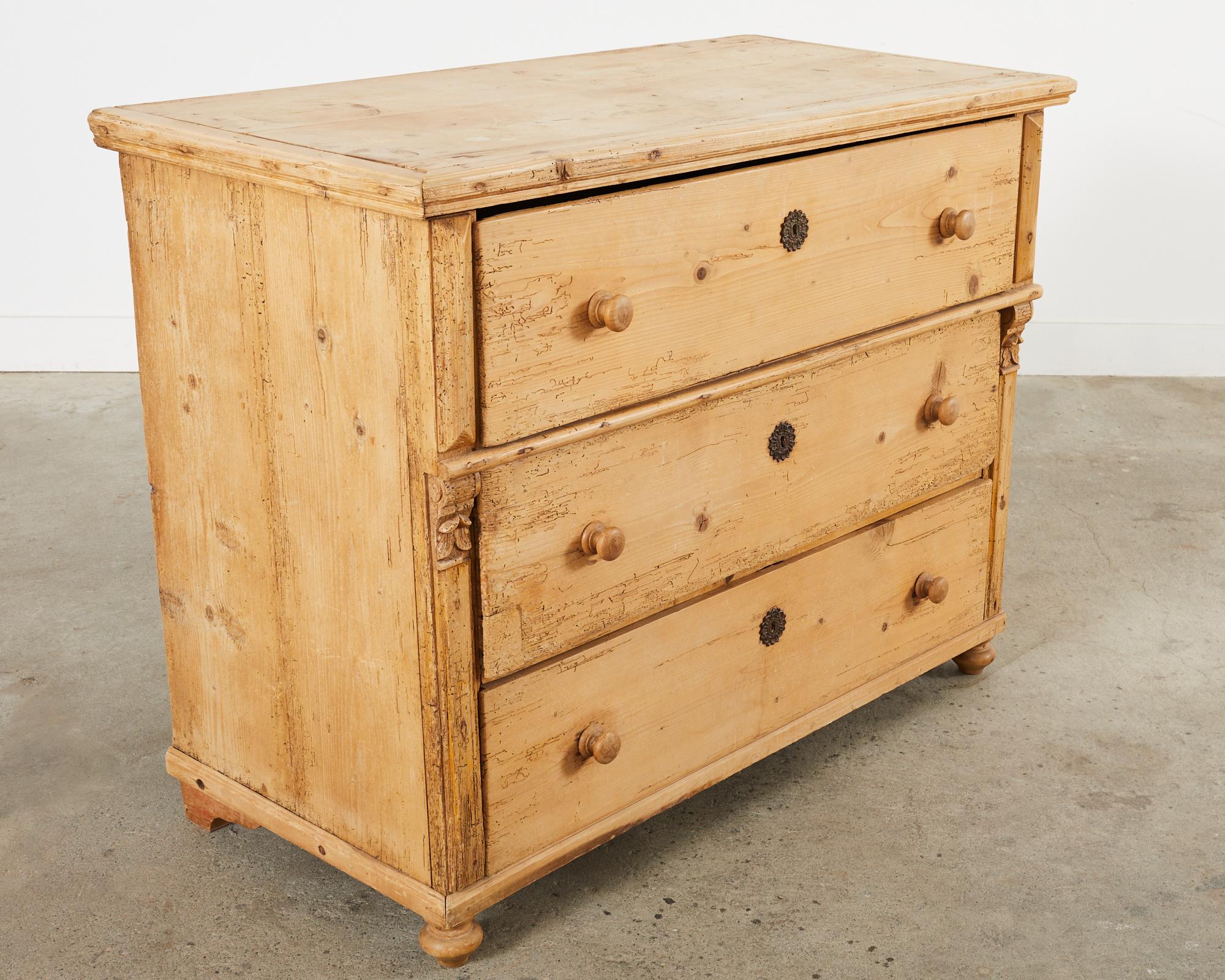 Hand-Crafted 19th Century Country English Provincial Pine Chest of Drawers For Sale