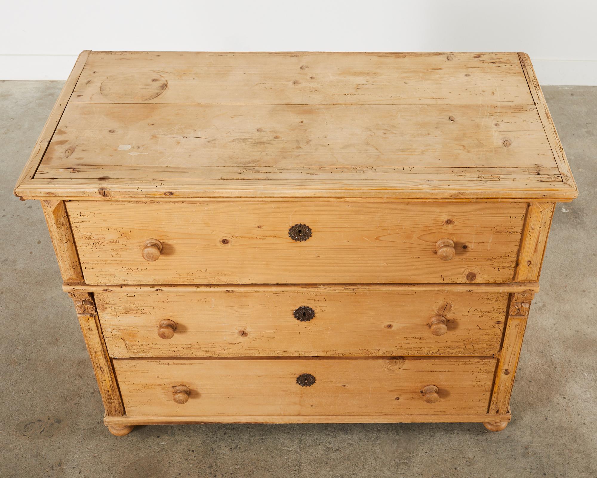 19th Century Country English Provincial Pine Chest of Drawers In Distressed Condition For Sale In Rio Vista, CA