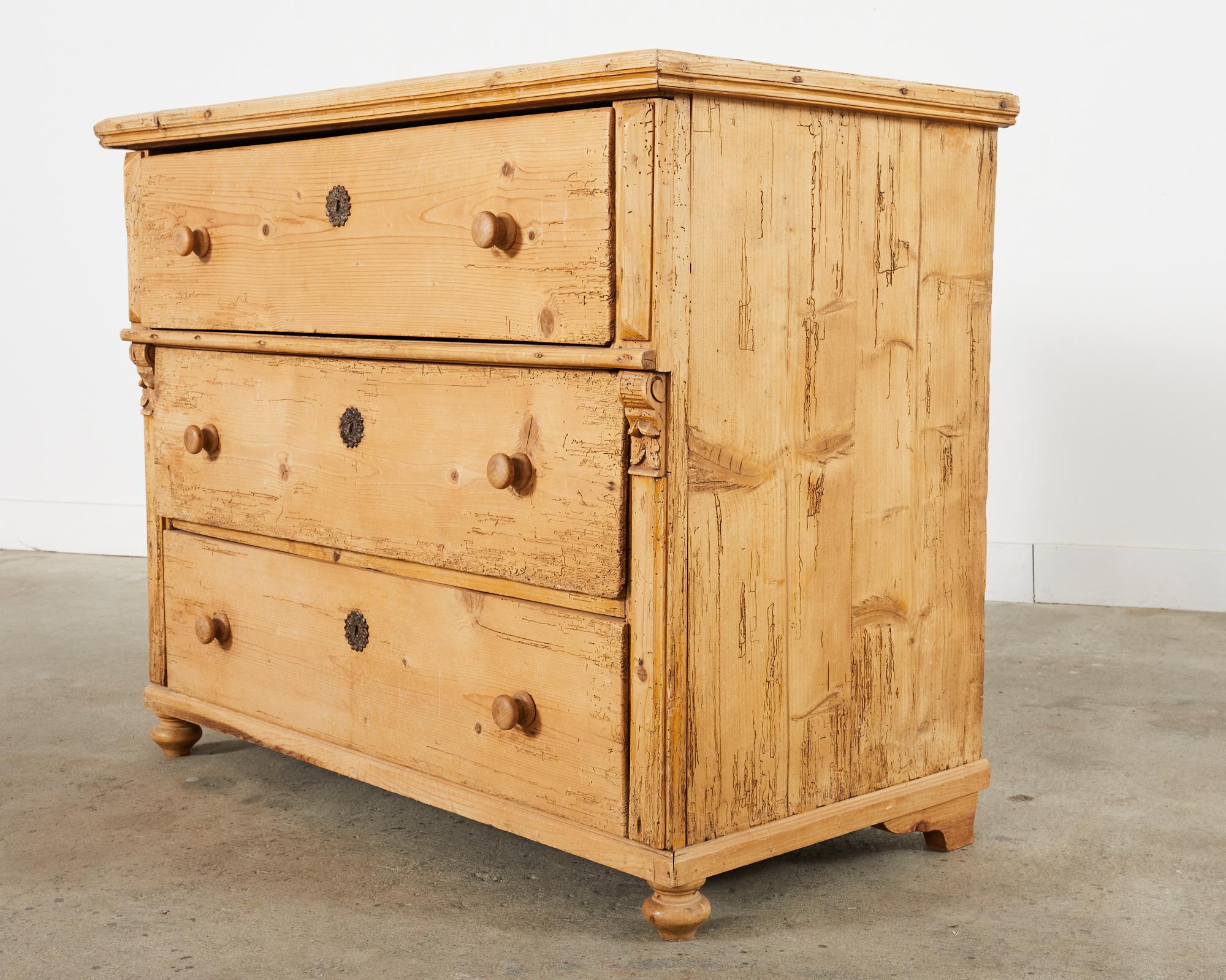 19th Century Country English Provincial Pine Chest of Drawers For Sale 1