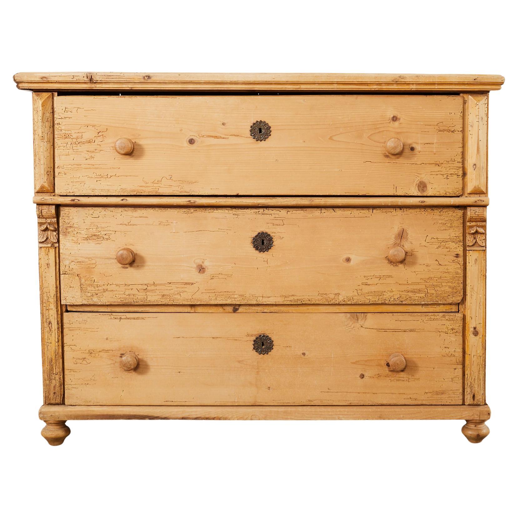 19th Century Country English Provincial Pine Chest of Drawers For Sale
